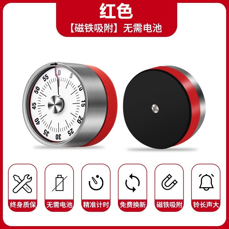 Stainless Steel Timer Kitchen With Magnet Mechanical Egg Timer Home Commercial Baking Countdown Reminder - Image 1