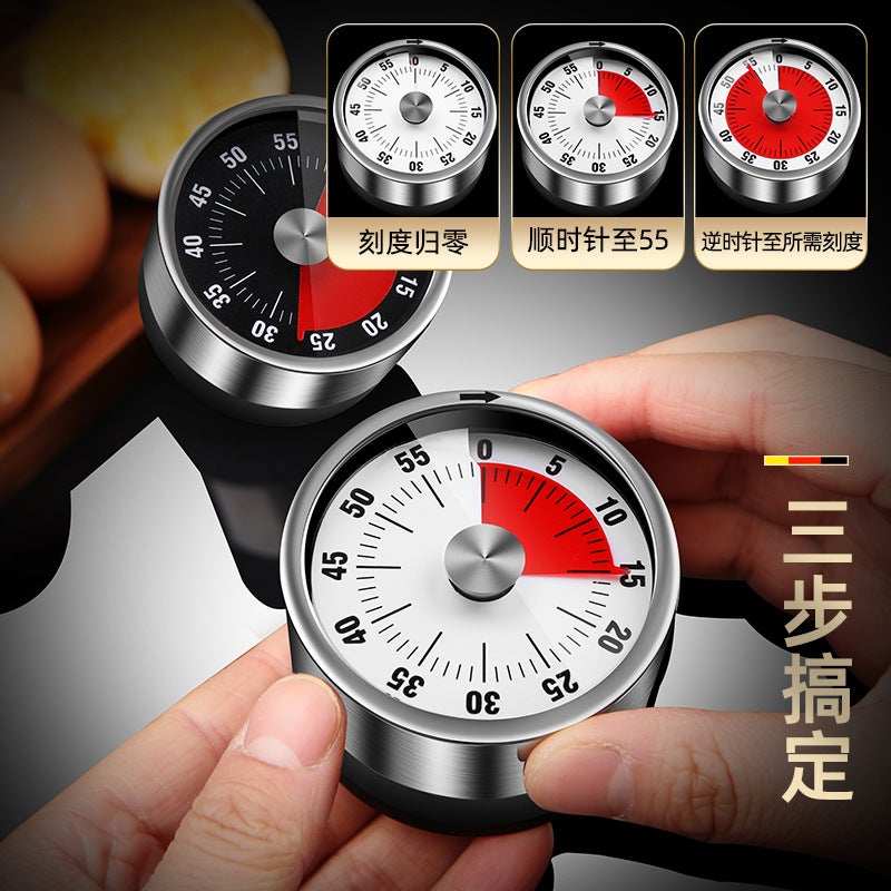 Stainless Steel Timer Kitchen With Magnet Mechanical Egg Timer Home Commercial Baking Countdown Reminder - Image 5