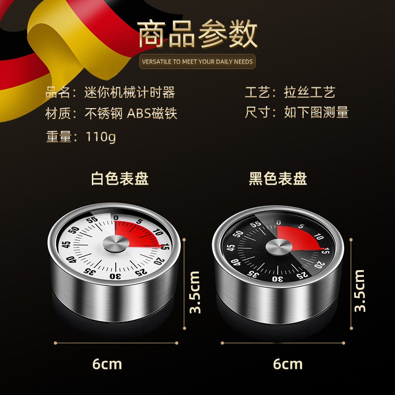 Stainless Steel Timer Kitchen With Magnet Mechanical Egg Timer Home Commercial Baking Countdown Reminder - Image 3