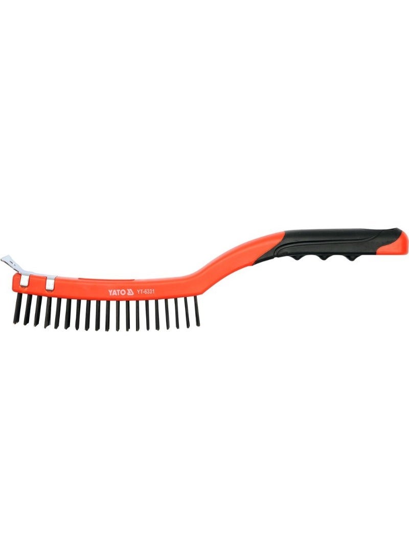 YATO Wire Brush Steel With Plastic Handle 3X19 Rows With Scraper YT-6331