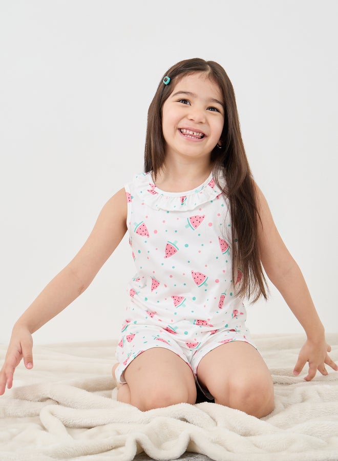 Styli Graphic Print Sleeveless Top and Shorts Pyjama Set - Image 1