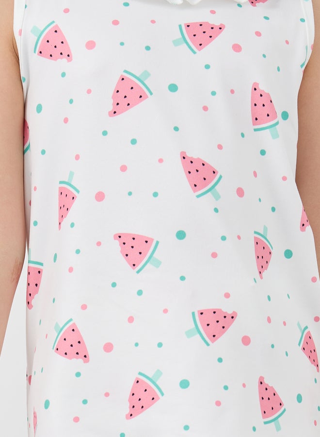 Styli Graphic Print Sleeveless Top and Shorts Pyjama Set - Image 3