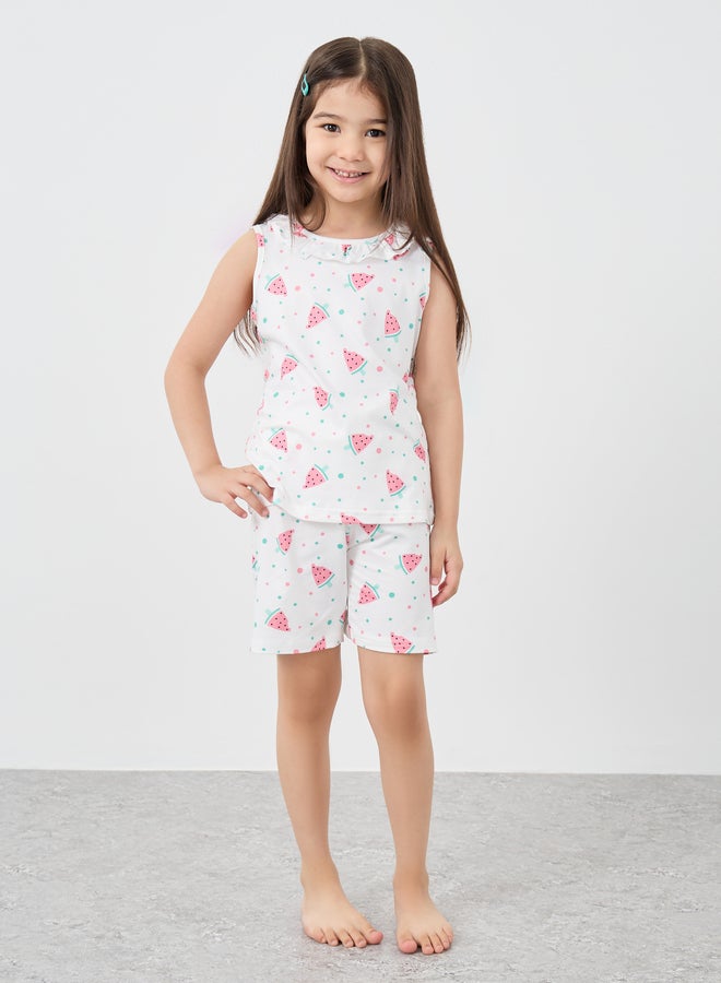 Styli Graphic Print Sleeveless Top and Shorts Pyjama Set - Image 2