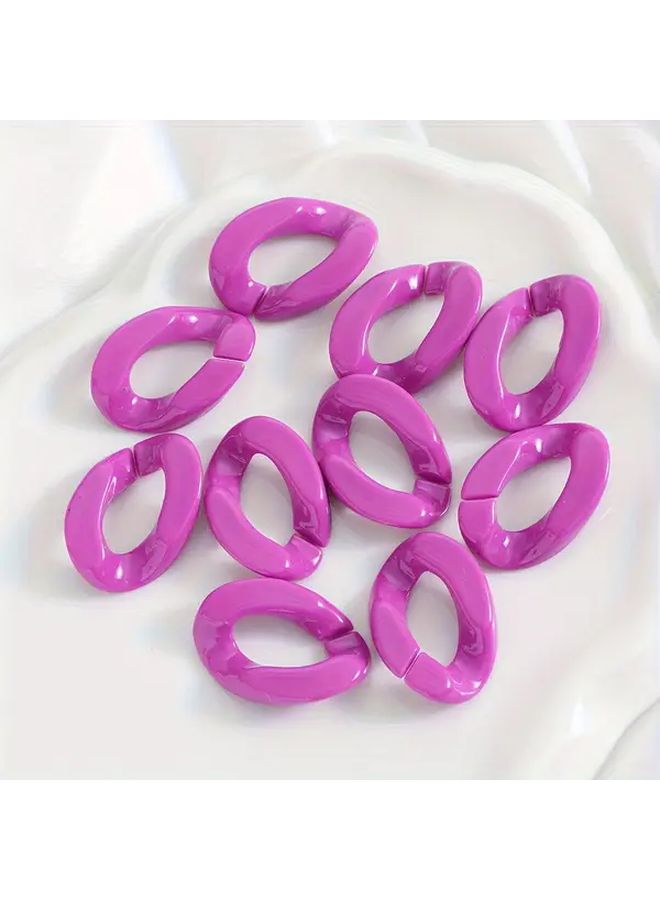 10 قطعة من خرز الأكريليك البيضاوي باللون الأرجواني الوردي لصنع الأساور والقلائد وتزيين سلاسل الهواتف - Image 1