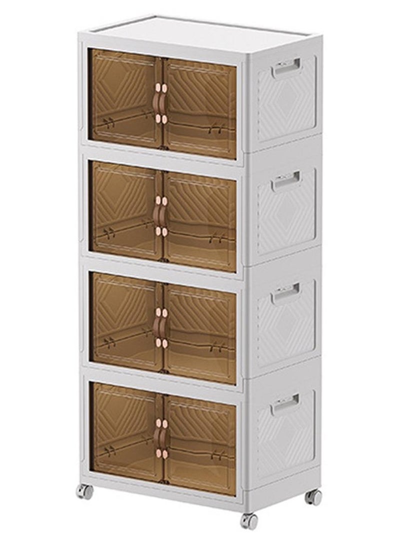 كيكي خزانة تخزين قابلة للطي متعددة الوظائف ذات 4 طبقات مع أبواب وعجلات (252 لتر) - Image 1