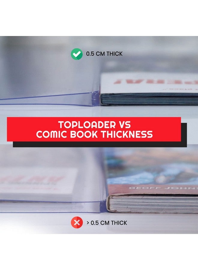 EVORETRO Comic Book Toploader Fits Current, Regular, Silver Age Comics 0.5CM & Below 0.19 Inches Thick - Hard Comic Book Case - Comic Book Display, Arcive Grade Comic Book Storage 7.25 x 10.75 inches - Image 3