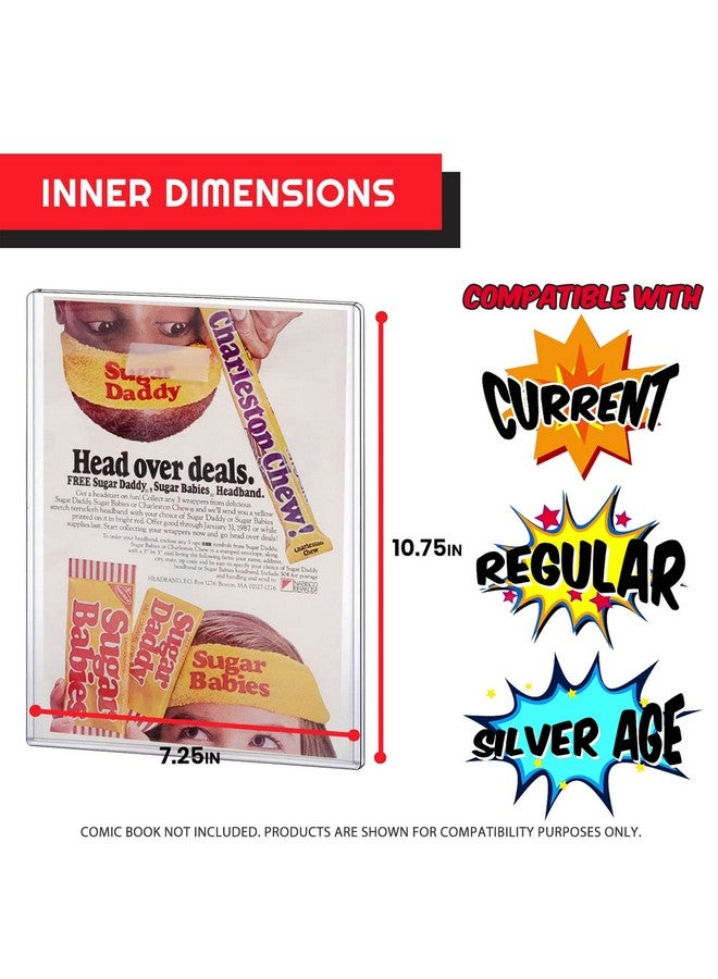 EVORETRO Comic Book Toploader Fits Current, Regular, Silver Age Comics 0.5CM & Below 0.19 Inches Thick - Hard Comic Book Case - Comic Book Display, Arcive Grade Comic Book Storage 7.25 x 10.75 inches - Image 2