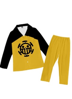 KUYING New One Piece Printed Pants Long Shirts Pajamas Set  - Image 1