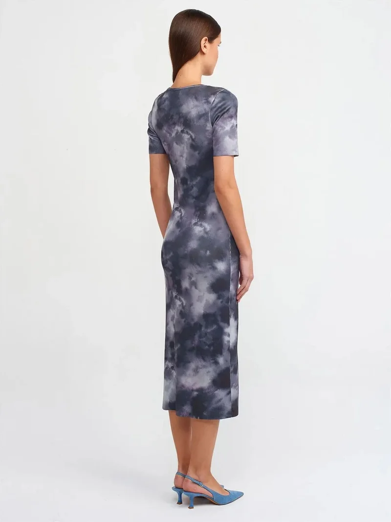 ديلفين DILVIN Tie-Dye Bodycon Midi Dress