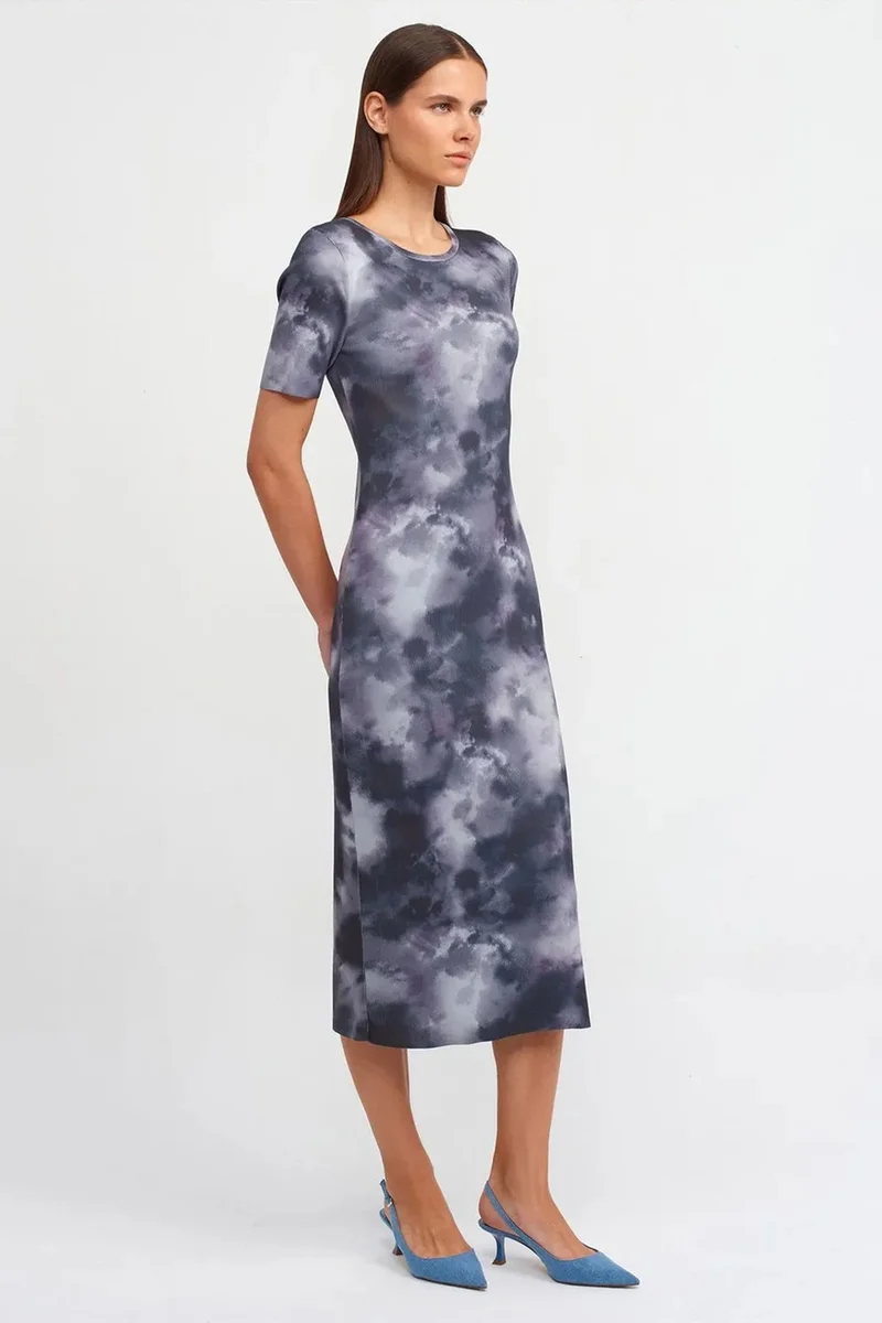 Dilvin Multicolor DILVIN Tie-Dye Bodycon Midi Dress for Women | Best Price UAE