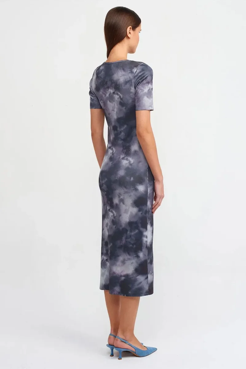 Dilvin Multicolor DILVIN Tie-Dye Bodycon Midi Dress for Women | Best Price UAE