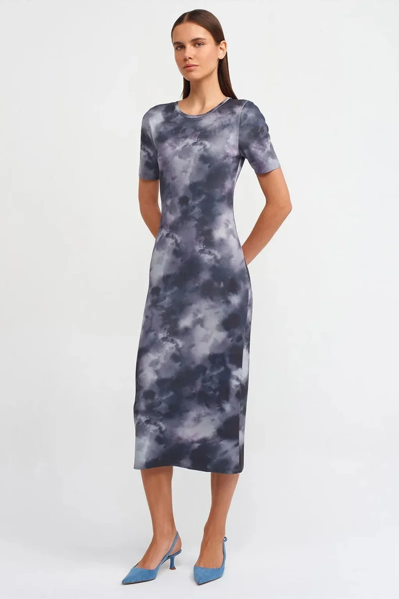 DILVIN Tie-Dye Bodycon Midi Dress