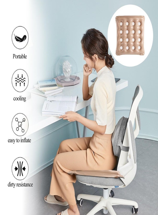 QCWN 2-Pack Waffle Inflatable Seat Cushions with Pump Pressure Relief Air Pillow for Bed Sores Tailbone Hemorrhoid Portable Wheelchair Cushion for Office Chair Car Travel Beige - Image 3