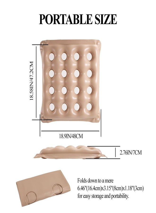 QCWN 2-Pack Waffle Inflatable Seat Cushions with Pump Pressure Relief Air Pillow for Bed Sores Tailbone Hemorrhoid Portable Wheelchair Cushion for Office Chair Car Travel Beige - Image 2