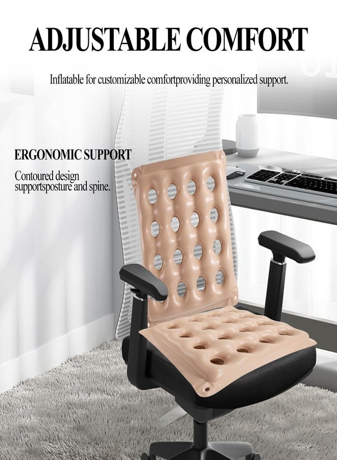 QCWN 2-Pack Waffle Inflatable Seat Cushions with Pump Pressure Relief Air Pillow for Bed Sores Tailbone Hemorrhoid Portable Wheelchair Cushion for Office Chair Car Travel Beige - Image 5