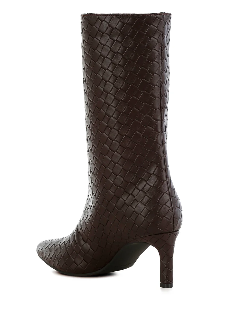 London Rag Woven Faux Leather Boots in Chocolate