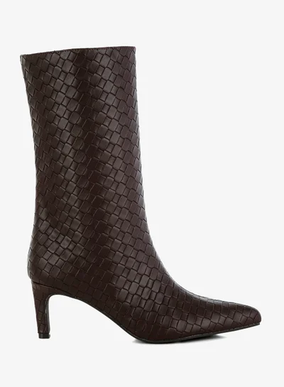 London Rag Woven Faux Leather Boots in Chocolate