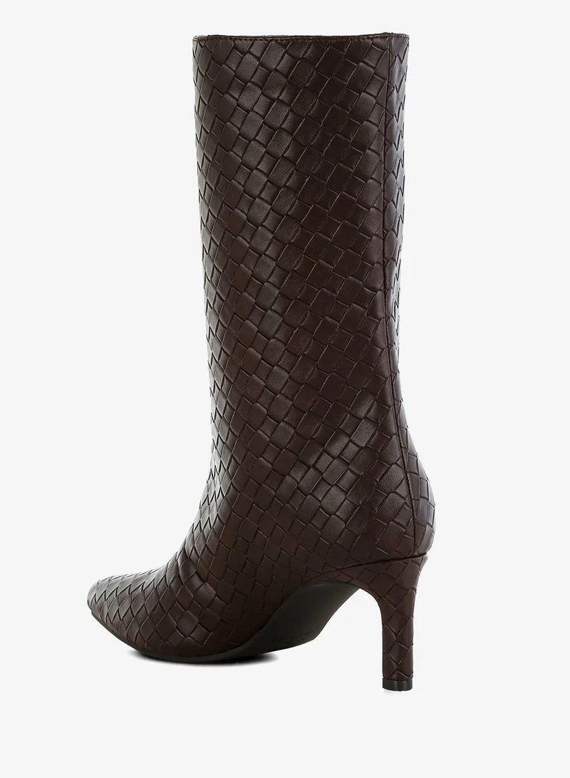 London Rag Woven Faux Leather Boots in Chocolate