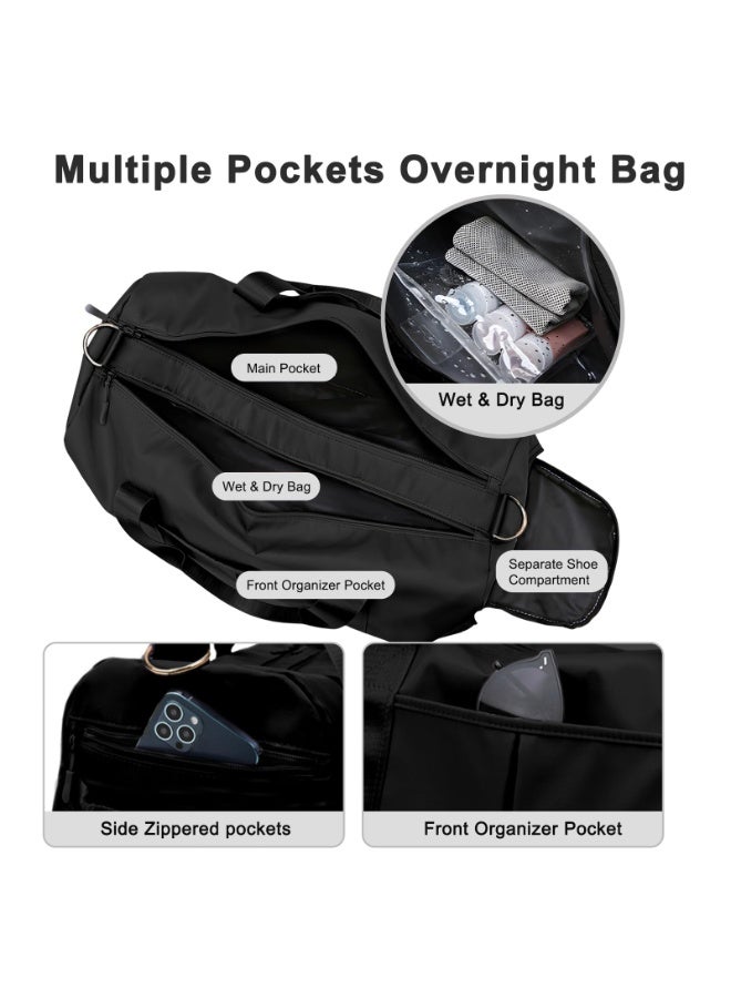 Large Travel Duffel Bag – Weekender Duffle with Zipper, Water-Resistant Overnight Bag for Men and Women, Gym or Travel Use, Black  - Image 4
