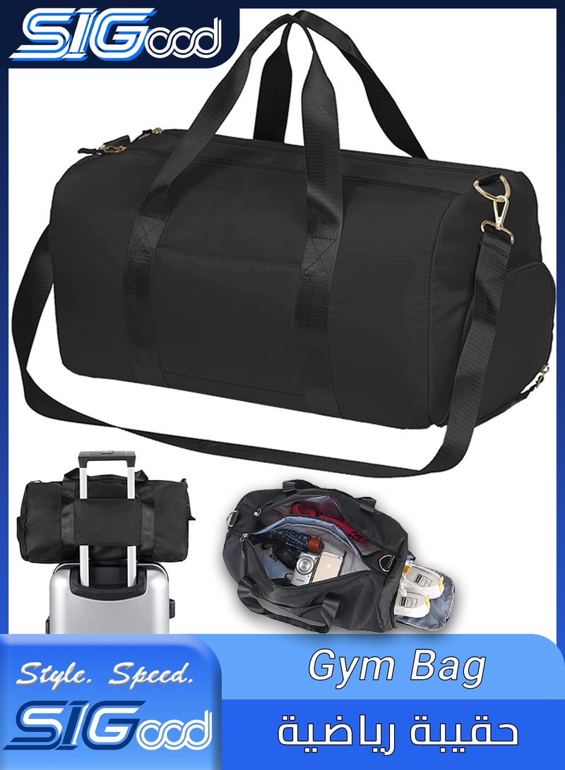 SIGood Large Travel Duffel Bag – Weekender Duffle with Zipper, Water-Resistant Overnight Bag for Men and Women, Gym or Travel Use, Black - Image 1
