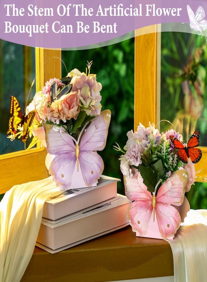 Kittmip 4 Set 16pcs Solar Powered Flying Butterfly Centerpieces Fluttering Solar Butterfly Garden Stakes Moving Decorations Artificial Peonies Flowers with Boxes for Birthday Wedding Tea Party Tables - Image 5