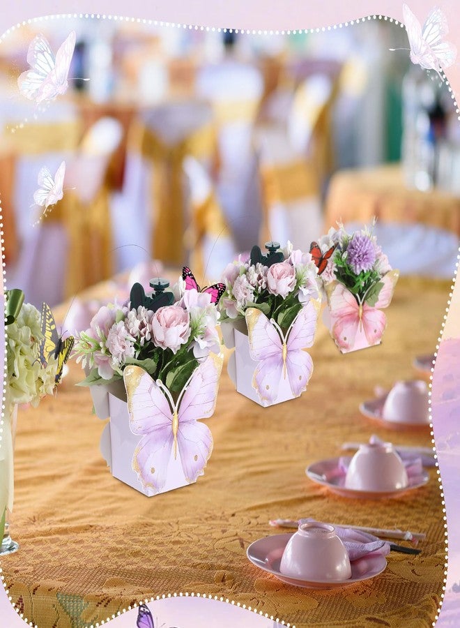 Kittmip 4 Set 16pcs Solar Powered Flying Butterfly Centerpieces Fluttering Solar Butterfly Garden Stakes Moving Decorations Artificial Peonies Flowers with Boxes for Birthday Wedding Tea Party Tables - Image 4