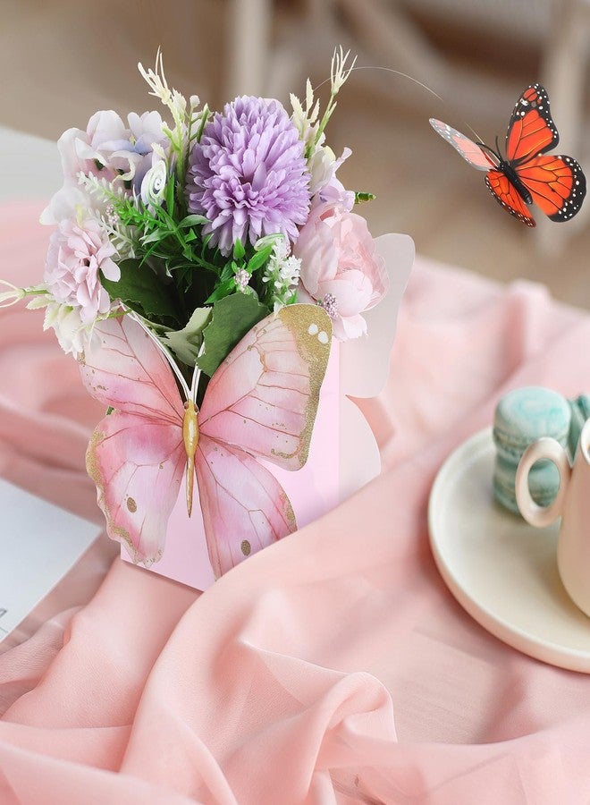 Kittmip 4 Set 16pcs Solar Powered Flying Butterfly Centerpieces Fluttering Solar Butterfly Garden Stakes Moving Decorations Artificial Peonies Flowers with Boxes for Birthday Wedding Tea Party Tables - Image 3