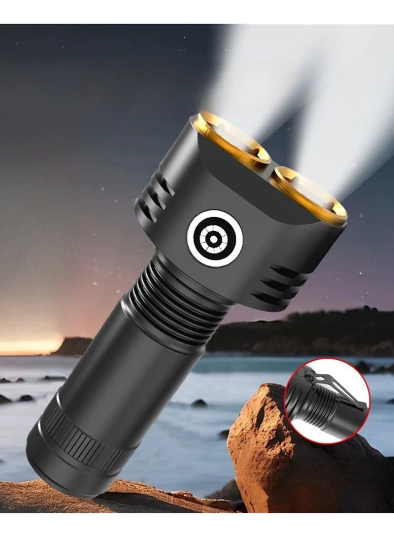 Rechargeable Strong Light Flashlight, 6 R5 Core LED Torch with Hook, Aluminum Alloy Body, Adjustable 4 Mode, Strong Magnetic Bottom, 18350 High-Capacity Battery, Ultra-Long Battery Life, Type-C Char - Image 1