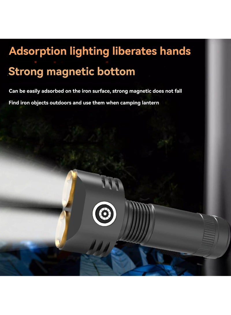 Rechargeable Strong Light Flashlight, 6 R5 Core LED Torch with Hook, Aluminum Alloy Body, Adjustable 4 Mode, Strong Magnetic Bottom, 18350 High-Capacity Battery, Ultra-Long Battery Life, Type-C Char - Image 2