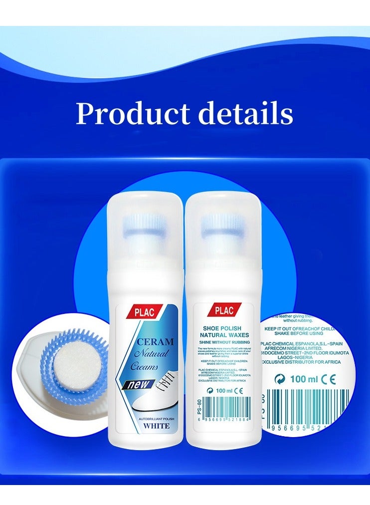 plac White Shoe Cleaner Foam Shoe Cleaner Comes with Brush Head 100 ml  - Image 2