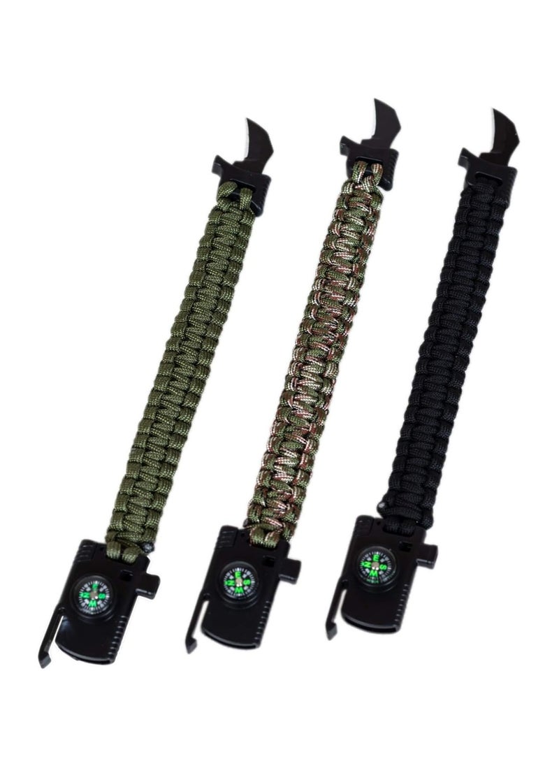 Generic - 5*1 Multi-Purpose Professional Survival Bracelet Includes Compass and Flint Whistle for Adults with High Fire Starter Perfect for Camping, Hiking, Fishing, Hunting Multi-Color - Image 1