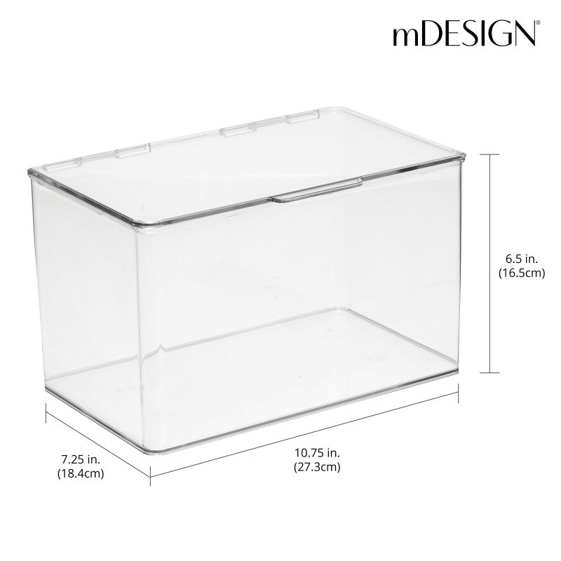 mDesign Set of 2 Storage Boxes with Lids â€“ Stackable Plastic Storage Boxes for Nursery â€“ Practical Plastic Toy Box Set â€“ Clear - Image 5