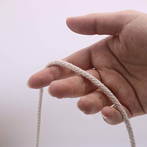 Tenn Well 5mm Macrame Cord, 165Feet Braided Cotton Rope Thick Craft Twine for Macrame Plant Hangers, Wall Hangings, Drawstrings, Clothes Lines, DIY Crafts (Beige) - Image 4