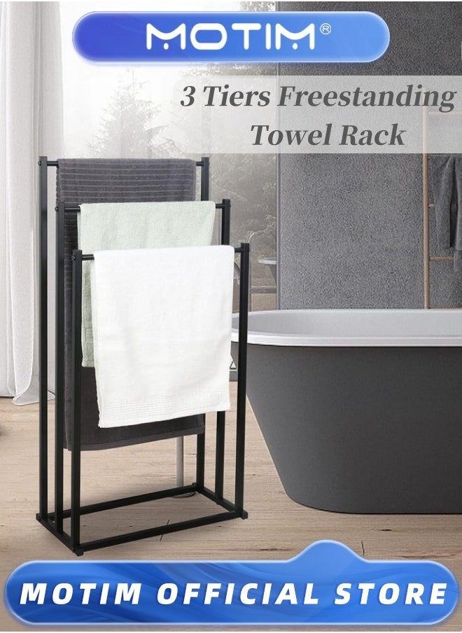 Motim 3-Tier Freestanding Towel Rack Multifunctional Metal Drying Rack Scarf Rack for Bedroom Living Room and Bathroom  - Image 1