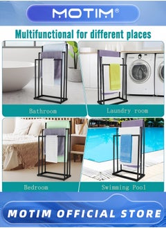 Motim 3-Tier Freestanding Towel Rack Multifunctional Metal Drying Rack Scarf Rack for Bedroom Living Room and Bathroom  - Image 5
