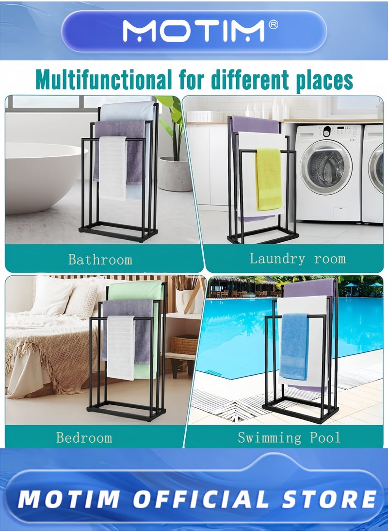 Motim 3-Tier Freestanding Towel Rack Multifunctional Metal Drying Rack Scarf Rack for Bedroom Living Room and Bathroom  - Image 5