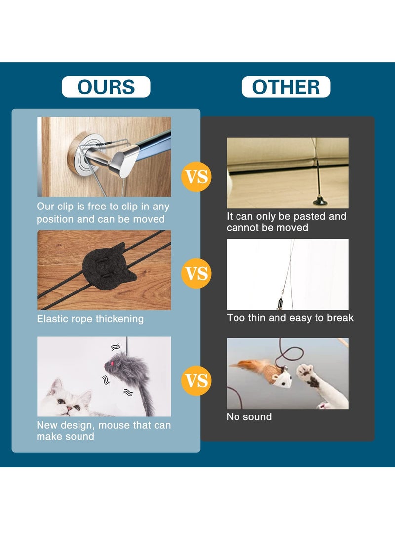 1 Pack Interactive Cat Feather Toys, Retractable Teaser Toy, Hanging Interactive Toys for Indoor Cats Kitten Play Chase Exercise, Kitten Mental Exercise Toys (Grey) - Image 4