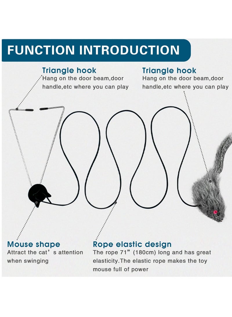 1 Pack Interactive Cat Feather Toys, Retractable Teaser Toy, Hanging Interactive Toys for Indoor Cats Kitten Play Chase Exercise, Kitten Mental Exercise Toys (Grey) - Image 3