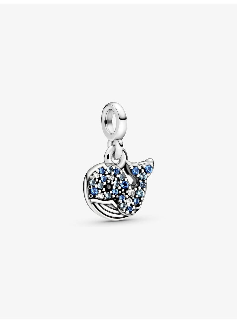 باندورا متدلية من الفضة الاسترليني للحوت مع زركونيا مكعبة شفافة، والأزرق الجليدي - Image 1