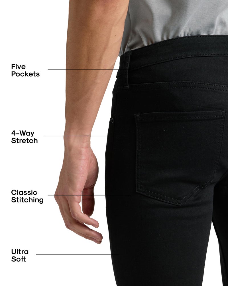 True Classic Stretch Jeans for Men, Straight Fit Men's Stretch Jean, Straight Leg, High-Stretch - Black, 34W X 32L - Image 3