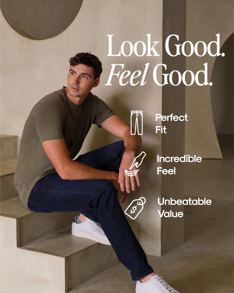 True Classic Stretch Jeans for Men, Straight Fit Men's Stretch Jean, Straight Leg, High-Stretch - Black, 34W X 32L - Image 5