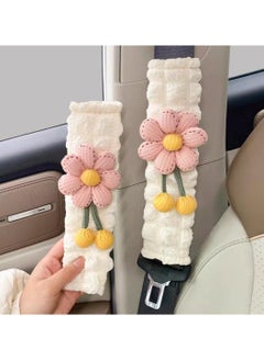 SYOSI 4 Pack Lovely Flower Car Seat Belt Cover Pads Car Accessories Seat Belt Cushion Neck Cushion Shoulder Strap Protector Universal Seat Belt Cover for Adults and Kids  - Image 1