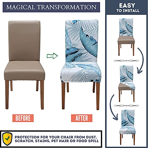 SPRINGRICO Chair Covers for Dining Room Set of 4, Stretch Dining Chair Cover, Washable Spandex Kitchen Parsons Chair Slipcovers, Removable Seat Protector for Home or Party (4 Pack, Cassandra) - Image 4