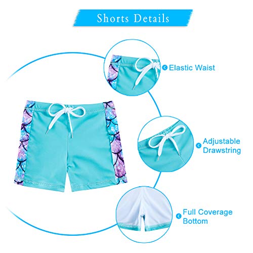 Lovekider Girl Two Piece Rash Guard Swimsuit Set Size 4-5 Short Sleeve Boyshort Rashguard Bathing Suit UV Front Liner Tankini Swimwear Mermaid Scales - Image 5