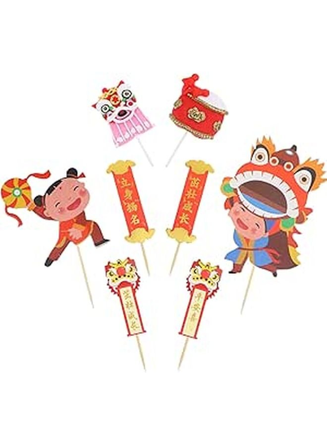 Chinese Style Polymer Clay Cake Toppers Red Couplets Design Birthday Festival Party Decorations - Image 1