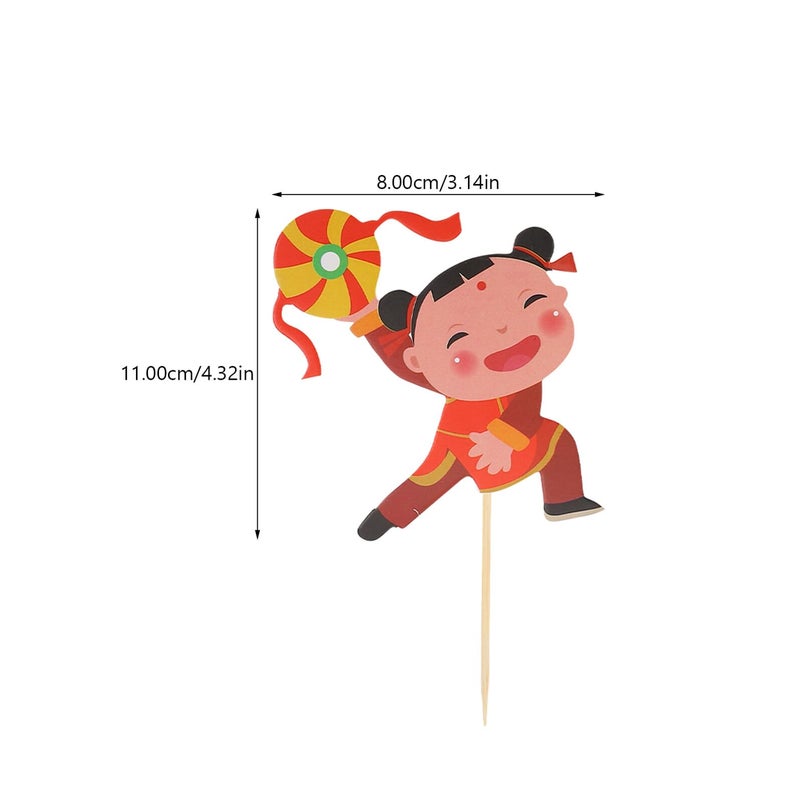 Chinese Style Polymer Clay Cake Toppers Red Couplets Design Birthday Festival Party Decorations - Image 3