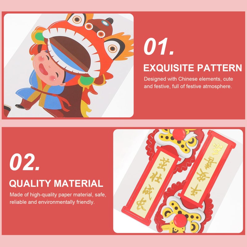 Chinese Style Polymer Clay Cake Toppers Red Couplets Design Birthday Festival Party Decorations - Image 4