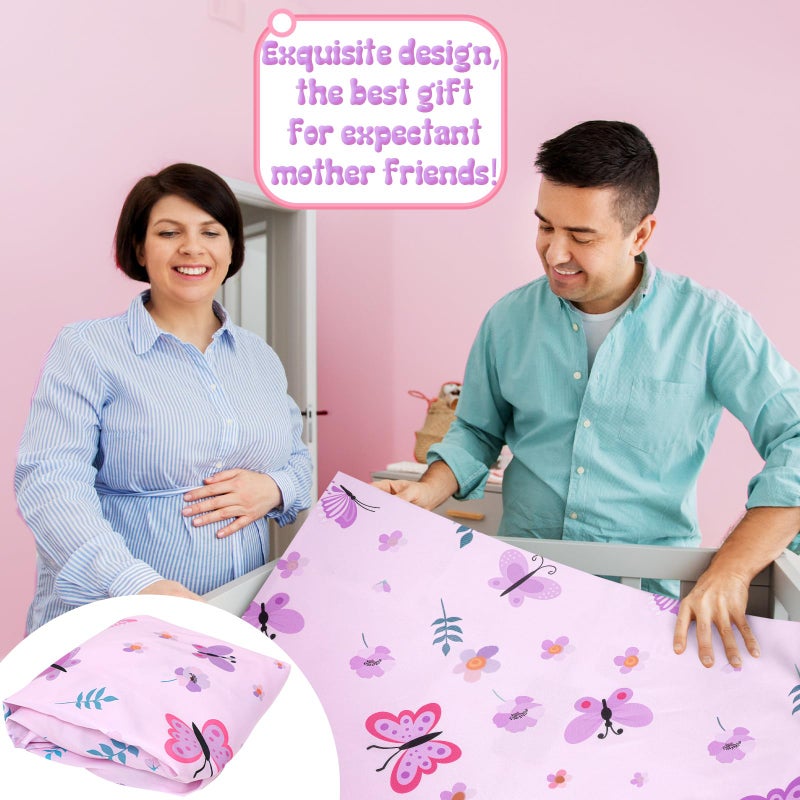 Tudomro 3 Pieces Butterfly Nursery Crib Bedding Set for Girls, Standard Size Bedding Sets with Comforter Fitted Sheet Crib Skirt(Purple) - Image 3