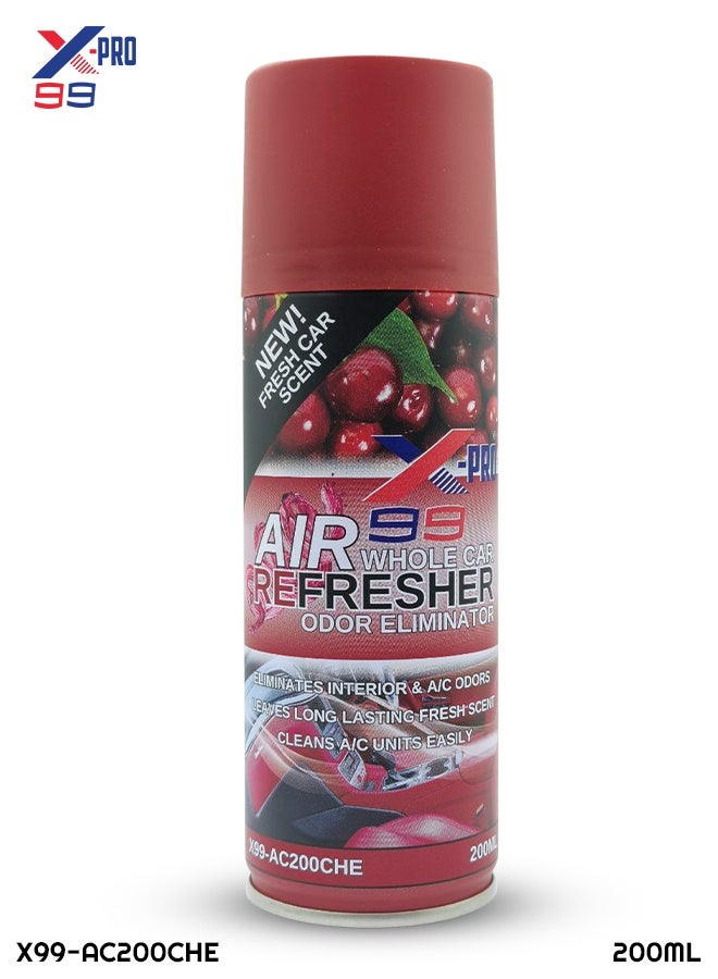 X Pro 99 X-PRO X99 - AC200CHE Whole Car Refresher Cherry Odor Eliminator Spray 200ml, Fresh Car Scent Air Refresher for Car Interior, AC Vent Cleaner, Long Lasting Cabin Freshener, Interior Odor Remover Aerosol - - Image 1
