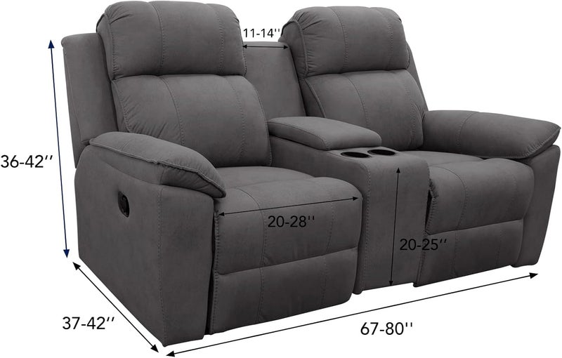 Easy-Going 1 Piece Stretch Reclining Loveseat with Middle Console Slipcover, 2 Seater Loveseat Recliner Cover with Cup Holder and Storage, Recliner Couch Sofa Cover, Furniture Protector Bluestone - Image 2